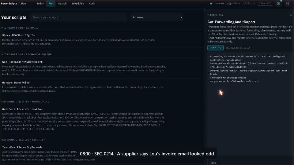Email compromise: PowerScripts demo