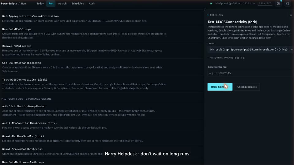 Start a long run, keep working: PowerScripts demo